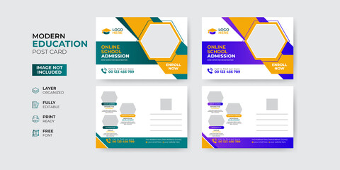 Creative and modern education admission postcard template