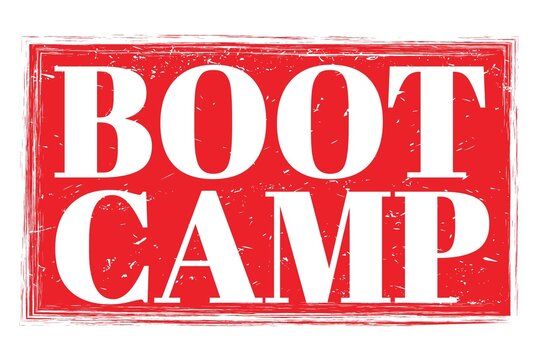BOOT CAMP, words on red grungy stamp sign