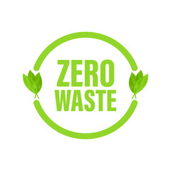 Green zero waste sign. Vector logo illustration. Doodle vector illustration.