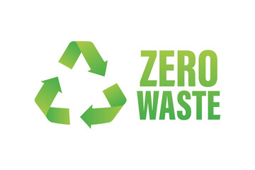Green zero waste sign. Vector logo illustration. Doodle vector illustration.