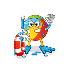 beach ball swimmer with buoy mascot. cartoon vector
