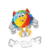 beach ball with jetpack mascot. cartoon vector