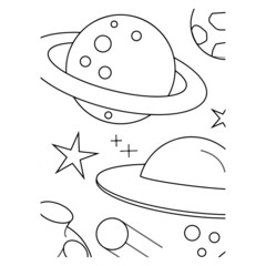space vector art rocket planet spaceship kids coloring and activity book