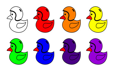 cute baby duck wearing helmet, colorful cute baby duck set