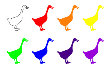 Cute baby duck, colorful cute duck set