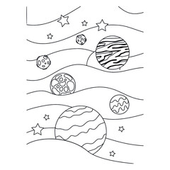 space vector art rocket planet spaceship kids coloring and activity book