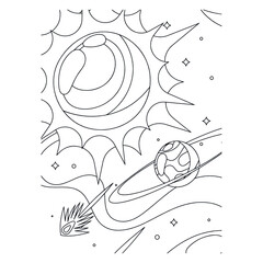 space vector art rocket planet spaceship kids coloring and activity book