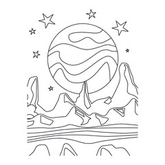 space vector art rocket planet spaceship kids coloring and activity book