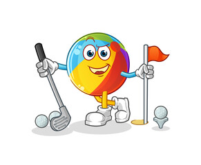 beach ball playing golf vector. cartoon character