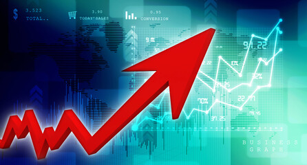 3d rendering Stock market online business concept. business Graph 