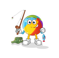 beach ball fisherman illustration. character vector