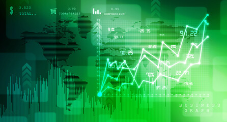 2d rendering Stock market online business concept. business Graph 