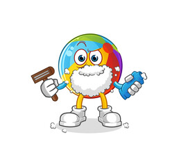 Fototapeta premium beach ball shave facial hair vector. cartoon character
