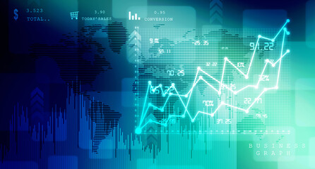 2d rendering Stock market online business concept. business Graph 