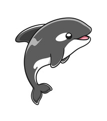 Fototapeta premium Cute Orca whale vector illustration. Killer whale cartoon clipart.
