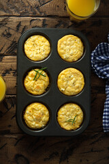 Homemade omelette muffins with herbs