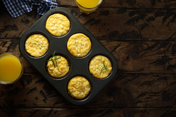 Homemade omelette muffins with herbs