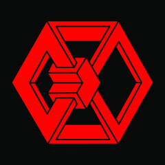 Impossible optical illusion shapes. Logo. Optical art objects. Impossible figures. Line art. Unreal geometric objects.