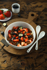 Healthy homemade granola with berries