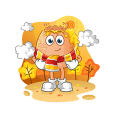 Obraz na płótnie Canvas broken egg in the autumn. cartoon mascot vector