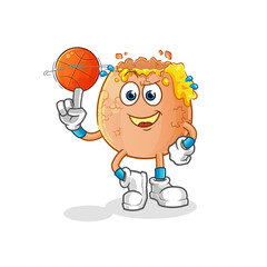 broken egg playing basket ball mascot. cartoon vector