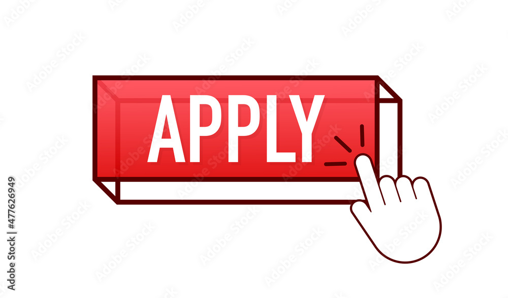 Aufkleber apply with cursor button. internet icon. pointer click icon. vector stock illustration.