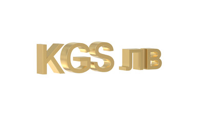 Currency symbol of Kyrgyzstan, Kyrgyzstani som sign in Gold - 3d rendering, 3d Illustration