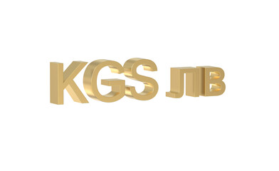 Currency symbol of Kyrgyzstan, Kyrgyzstani som sign in Gold - 3d rendering, 3d Illustration