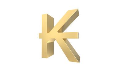 Obraz premium Currency symbol of Laos, Laos Kip sign in Gold - 3d rendering, 3d Illustration