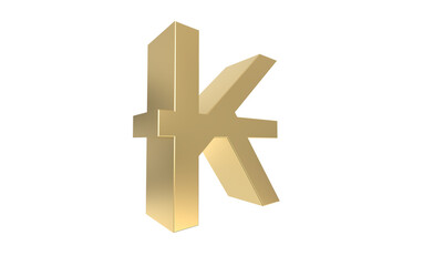 Obraz premium Currency symbol of Laos, Laos Kip sign in Gold - 3d rendering, 3d Illustration