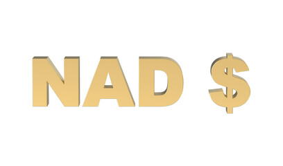 Currency symbol of Namibia, Namibia dollar sign in Gold - 3d rendering, 3d Illustration