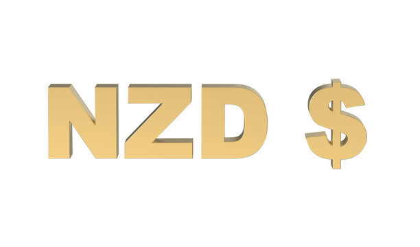 Currency symbol of New Zealand , New Zealand dollar sign in Gold - 3d rendering, 3d Illustration
