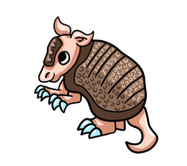 Stylized Adorable Happy Armadillo