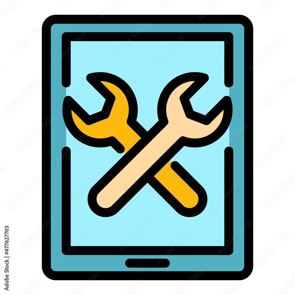 Sticker gadget repair service icon. outline gadget repair service vector icon color flat isolated - Stickers