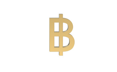 Currency symbol of  Thailand, Thailand baht sign in Gold - 3d rendering, 3d Illustration