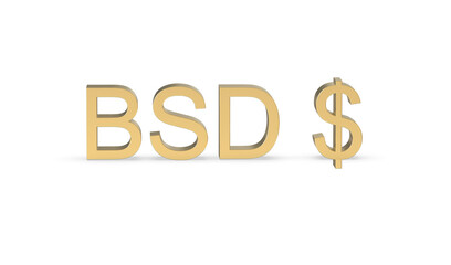 Currency symbol of Bahama, Bahamian dollar sign in Gold - 3d rendering, 3d Illustration