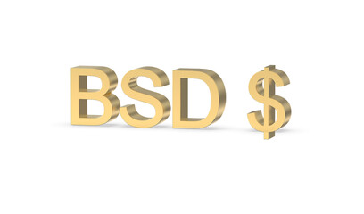 Currency symbol of Bahama, Bahamian dollar sign in Gold - 3d rendering, 3d Illustration