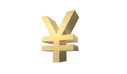 Currency symbol of China ,China yuan renminbi sign in Gold - 3d rendering, 3d Illustration