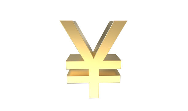 Currency symbol of China ,China yuan renminbi sign in Gold - 3d rendering, 3d Illustration