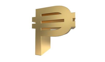 Currency symbol of Cuba ,Cuban peso sign in Gold - 3d rendering, 3d Illustration 