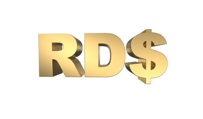 Currency symbol of Dominican Republic, Dominican peso sign in Gold - 3d rendering, 3d Illustration 