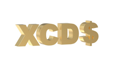Currency symbol of Eastern Caribbean States, east Caribbean dollar sign in Gold - 3d rendering, 3d Illustration 