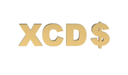 Currency symbol of Eastern Caribbean States, east Caribbean dollar sign in Gold - 3d rendering, 3d Illustration 