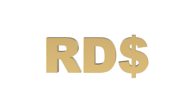 Currency symbol of Dominican Republic, Dominican peso sign in Gold - 3d rendering, 3d Illustration 