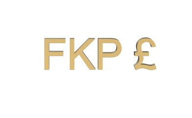 Currency symbol of Falkland islands, Falkland islands pound sign in Gold - 3d rendering, 3d Illustration 
