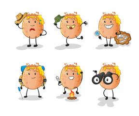 broken egg adventure group character. cartoon mascot vector