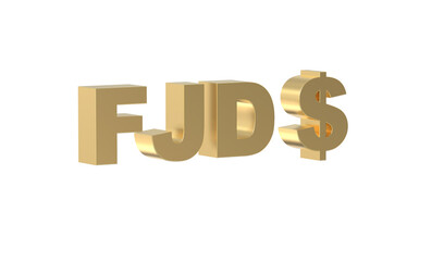 Currency symbol of Fiji , Fiji dollar sign in Gold - 3d rendering, 3d Illustration 