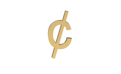 Currency symbol of Ghana, Ghanaian cedi sign in Gold - 3d rendering, 3d Illustration 