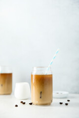 Refreshing vegan coffee drink served for two