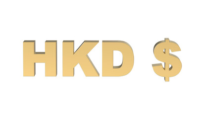 Currency symbol of Hong Kong, Hong Kong dollar sign in Gold - 3d rendering, 3d Illustration 